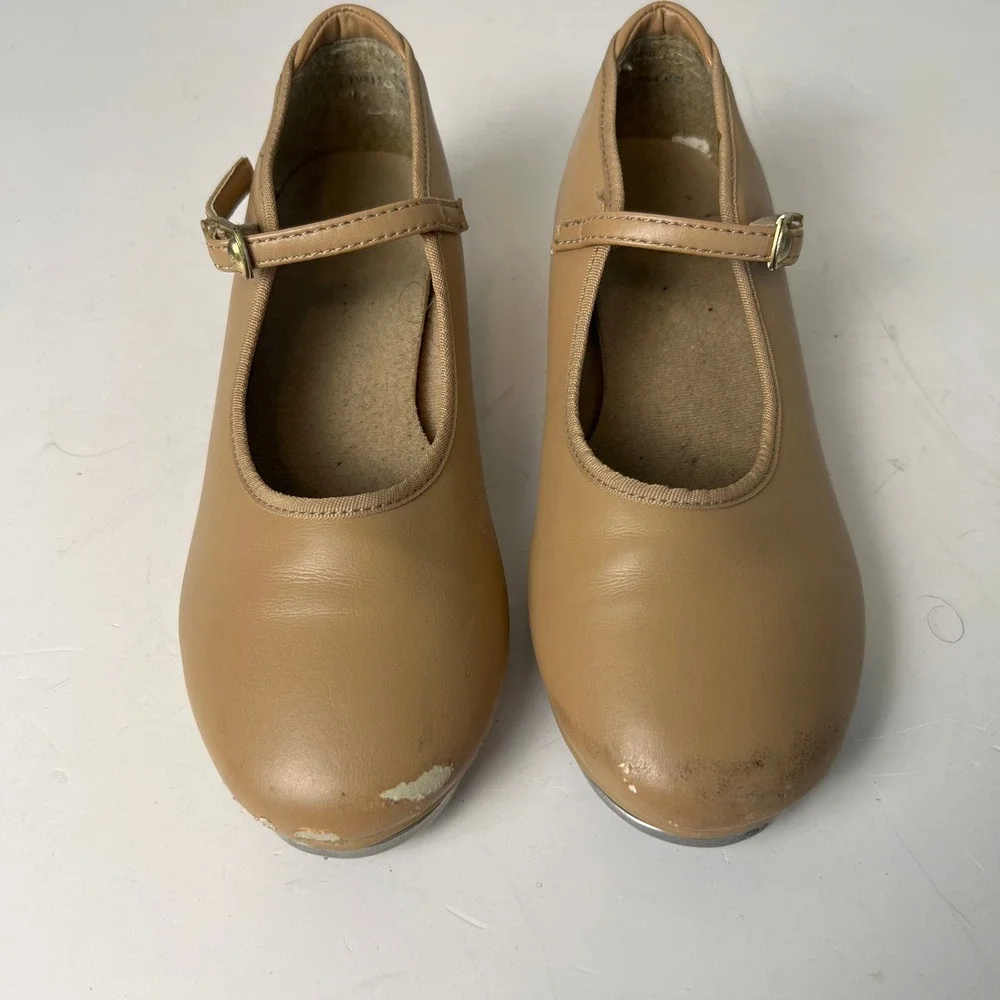 Capezio Tap Shoes Kids 2M Tan Mary Jane Buckle Strap T9415C Dance Performance